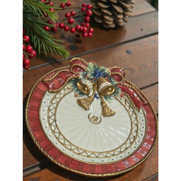 Fitz and Floyd Classics Christmas Deer Collection Canape or Decorative Plate - Picture 2 of 5
